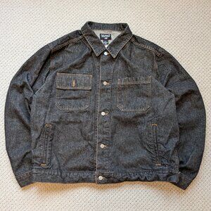 VTG Polo Jeans Co Ralph Lauren Denim Trucker Jacket - XXL - Grey Black Y2K